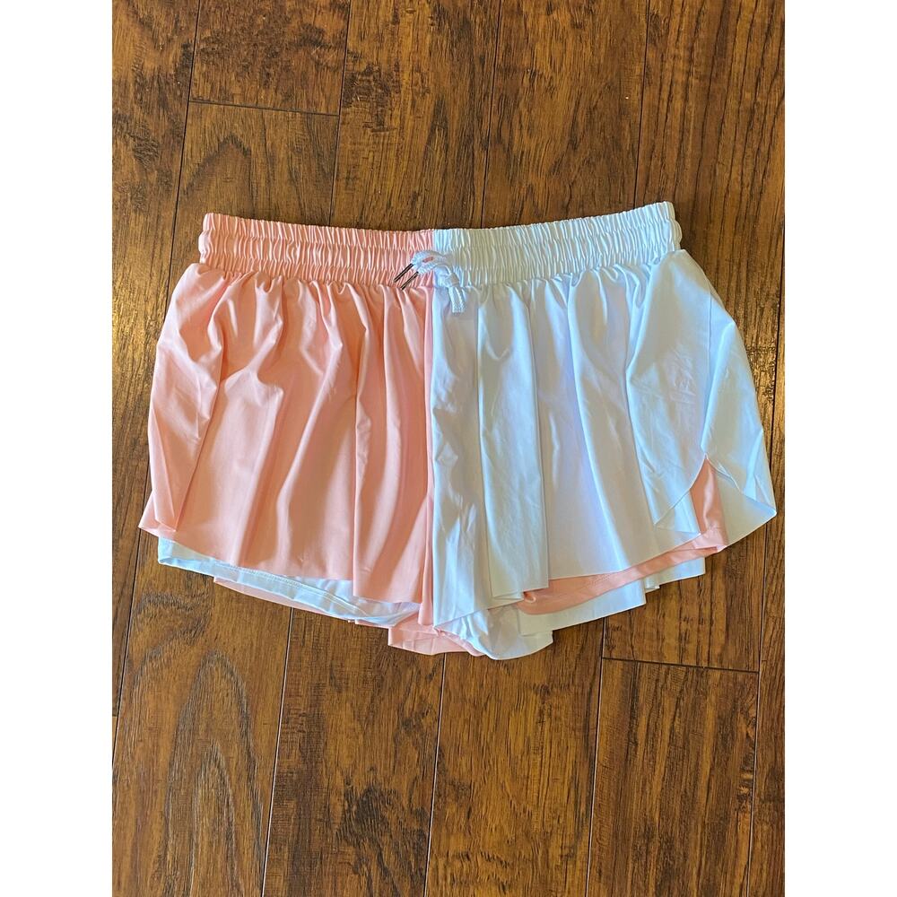 LUOGONGZI FLOWY SKORT White Pink Athletic Tennis Womens XXL NWT